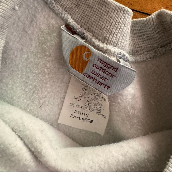 Vintage 1980s Carhartt Rugged Sweatshirt 80s Gray Reverse Weave Embroidered - Picture 3 of 10